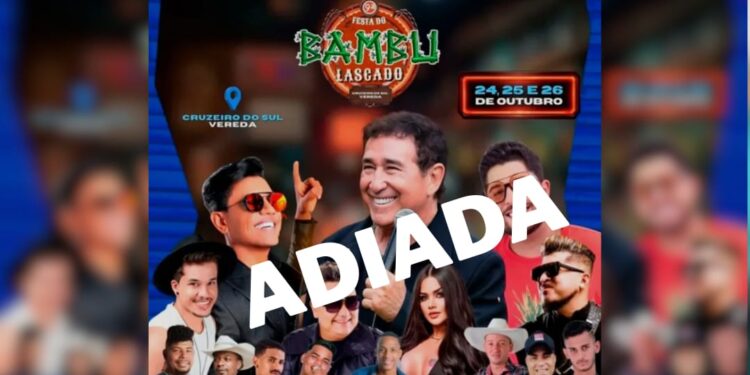 Festa do Bambu Lascado é adiada por causa das fortes chuvas em Cruzeiro do Sul