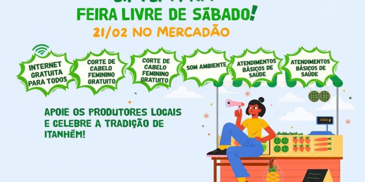 Feira Livre de Itanhém terá internet, saúde e cortes gratuitos neste sábado