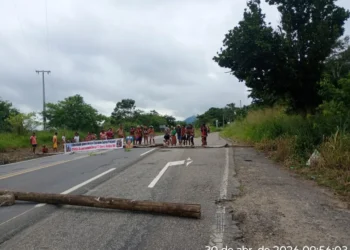 Indígenas bloqueiam BR-101 em Itamaraju durante protesto