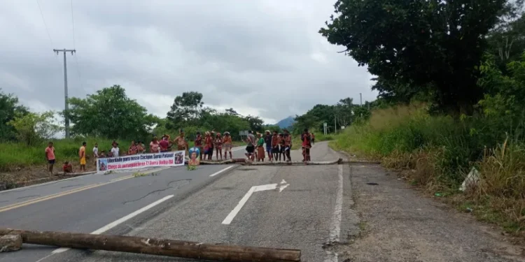 Indígenas bloqueiam BR-101 em Itamaraju durante protesto